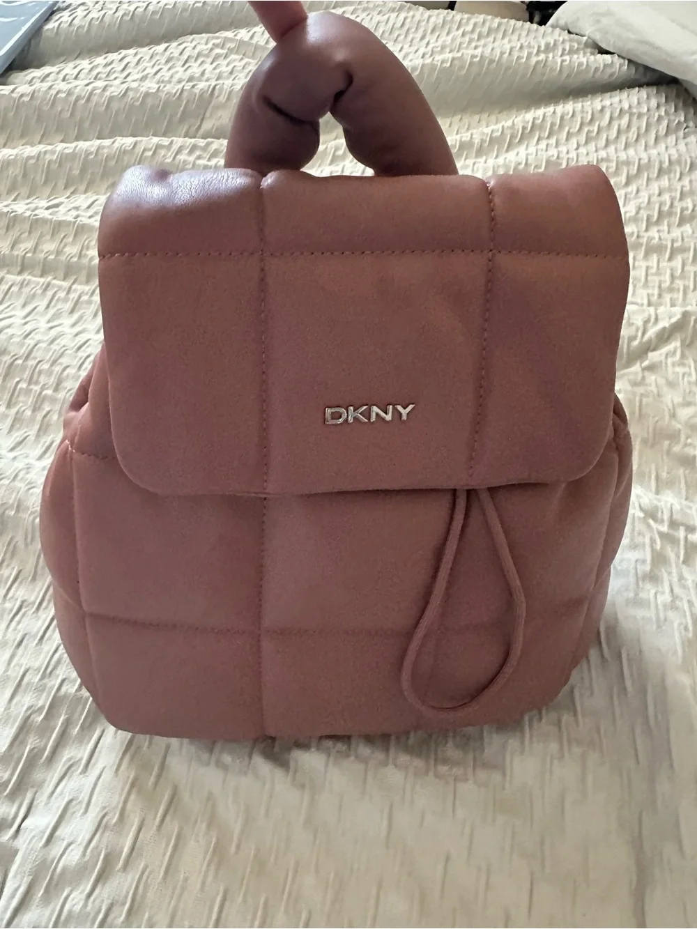 DKNY Dusty Rose Quilted Leather Backpack